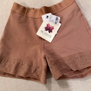 Nicolette Women's Brown Lace Accent High Waist Shorts